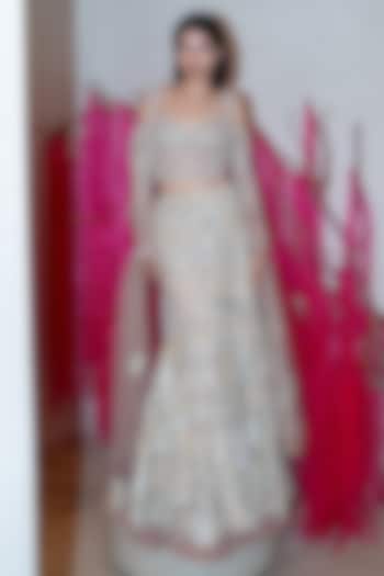 Golden Tulle Fish-Cut Layered Skirt Set by Mishru at Pernia's Pop Up Shop