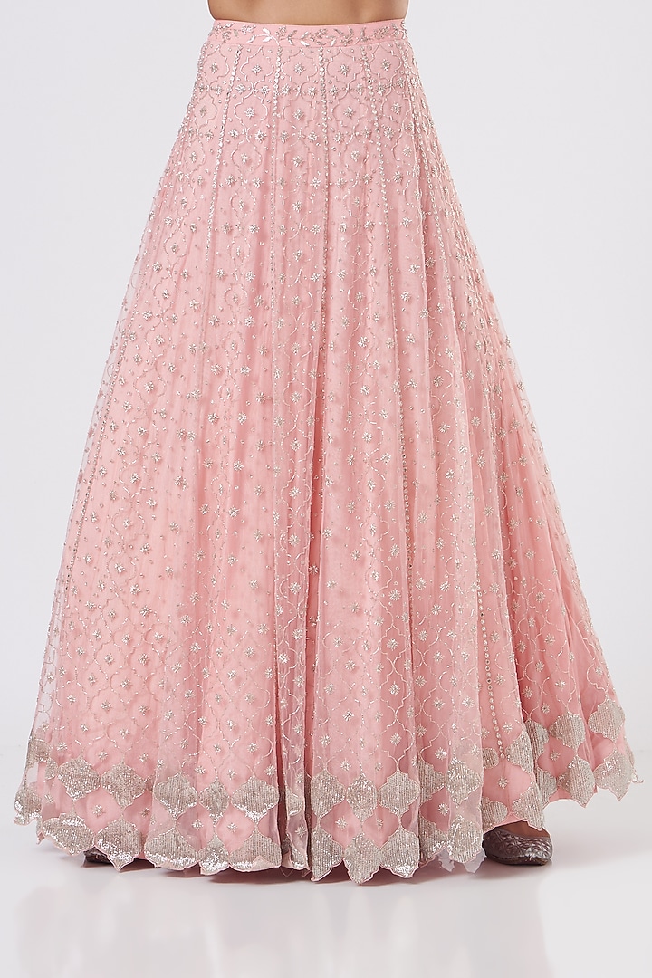 Pink Embroidered Bridal Lehenga Set by Mishru at Pernia's Pop Up Shop