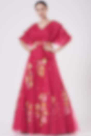 Fuchsia Embroidered Wedding Lehenga Set  by Mishru at Pernia's Pop Up Shop