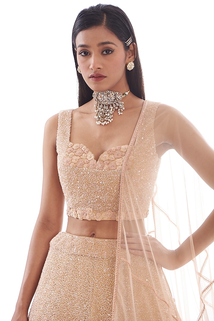 Multi-Colored Tulle Embellished Bridal Lehenga Set by Mishru at Pernia's Pop Up Shop
