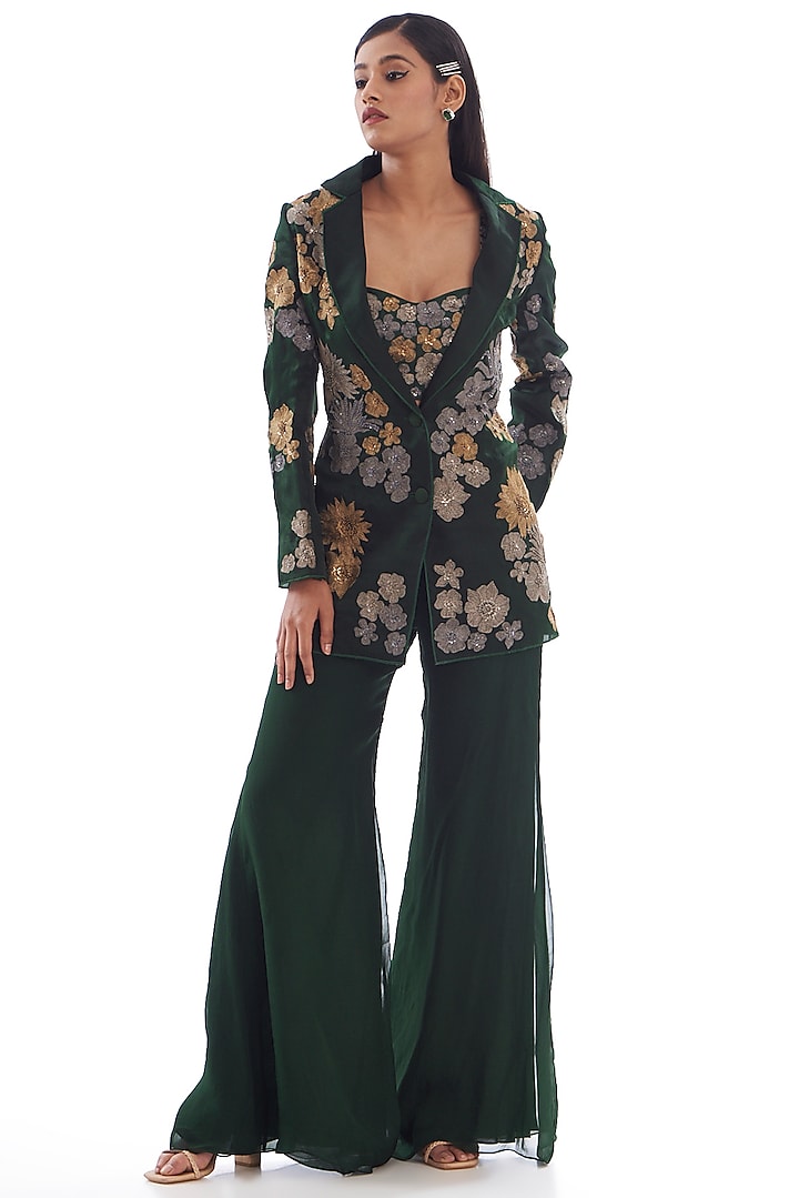 Black Floral Embroidered Matching Set - newme