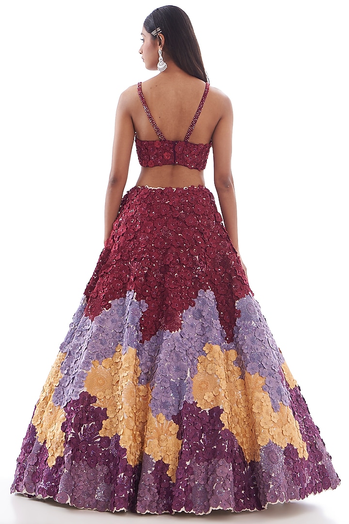 Multi-Colored Organza Embroidered Bridal Lehenga Set by Mishru at Pernia's Pop Up Shop