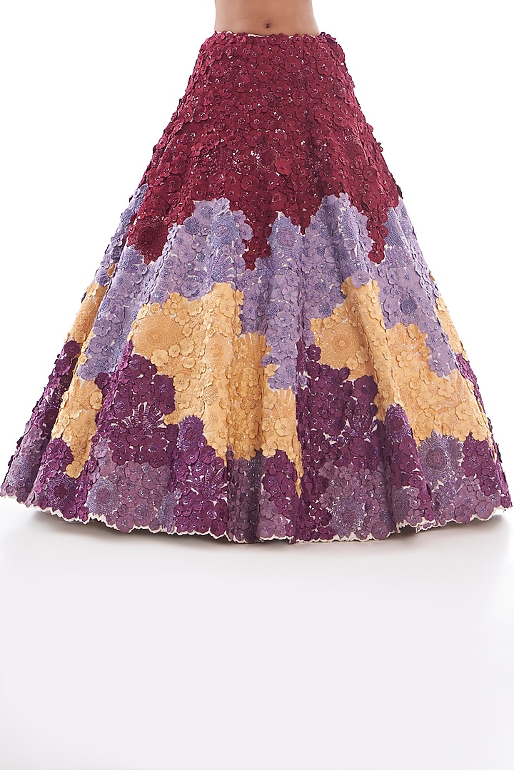Multi-Colored Organza Embroidered Bridal Lehenga Set by Mishru at Pernia's Pop Up Shop