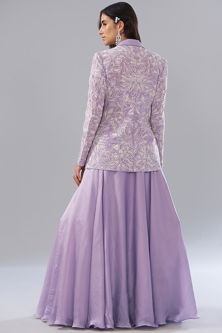 Lilac Organza Skirt Set by Mishru at Pernia's Pop Up Shop