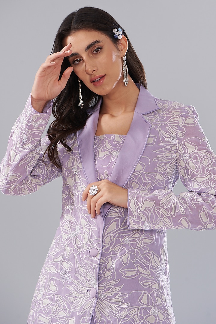 Lilac Organza Skirt Set by Mishru at Pernia's Pop Up Shop