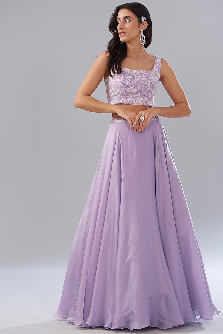 Lilac Organza Skirt Set by Mishru at Pernia's Pop Up Shop