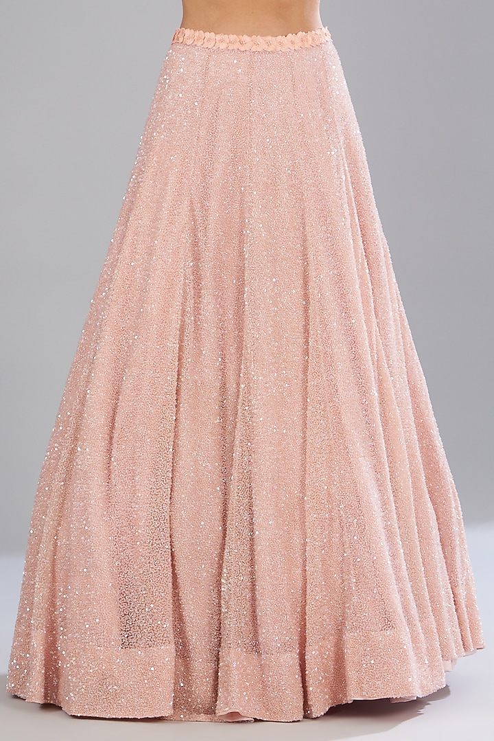 Pink Tulle Hand Embroidered Bridal Lehenga Set by Mishru at Pernia's Pop Up Shop
