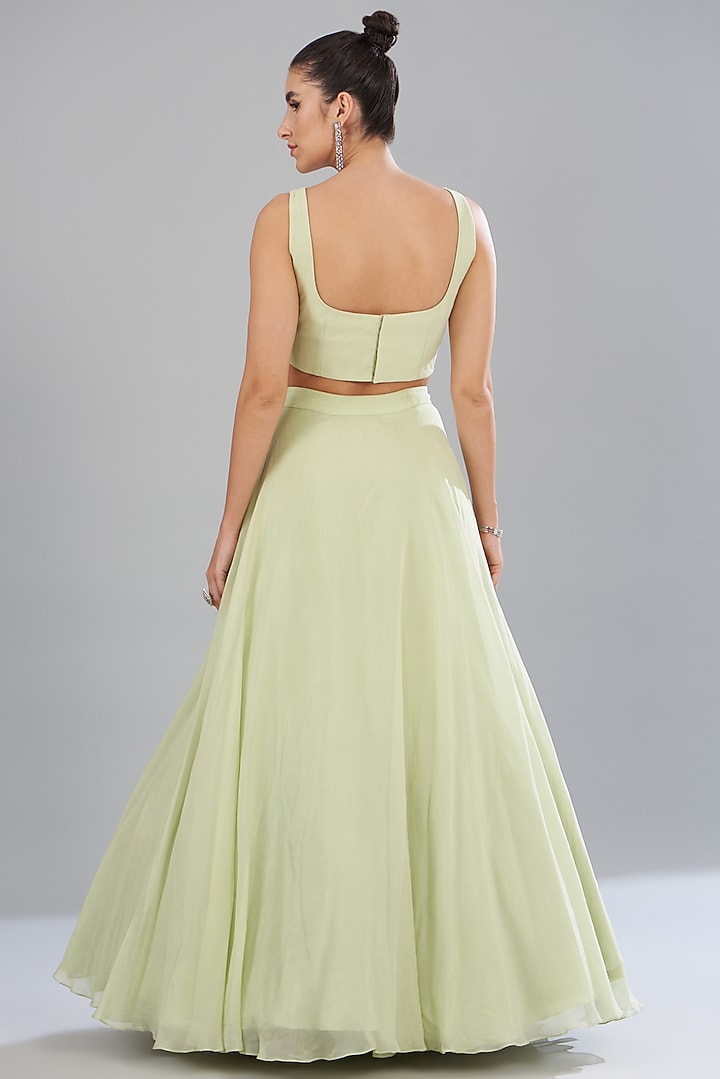 Green Organza Embroidered Jacket Bridal Lehenga Set by Mishru at Pernia's Pop Up Shop