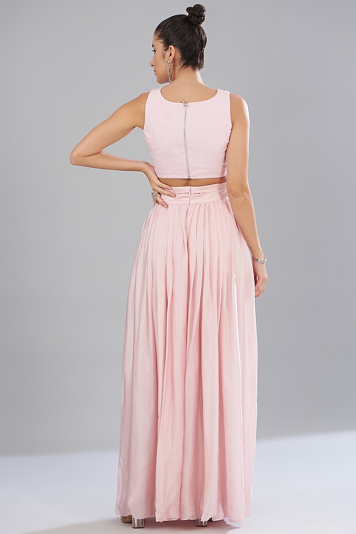 Blush Pink Organza & Satin Cape Set by Mishru at Pernia's Pop Up Shop