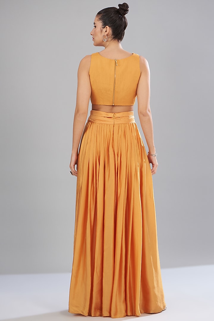 Orange Organza & Satin Cape Set by Mishru at Pernia's Pop Up Shop