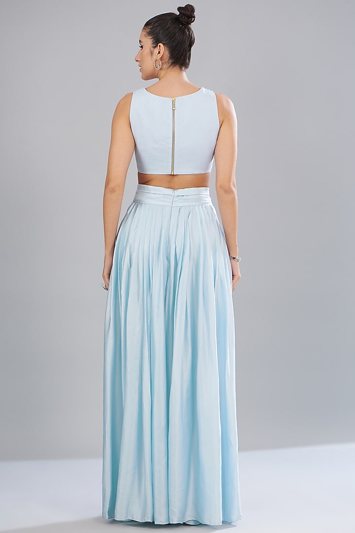Blue Organza & Satin Cape Set by Mishru at Pernia's Pop Up Shop