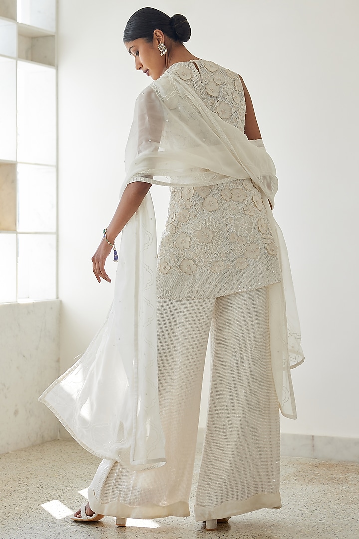 Ivory Embroidered Bridal Sharara Set by Mishru at Pernia's Pop Up Shop