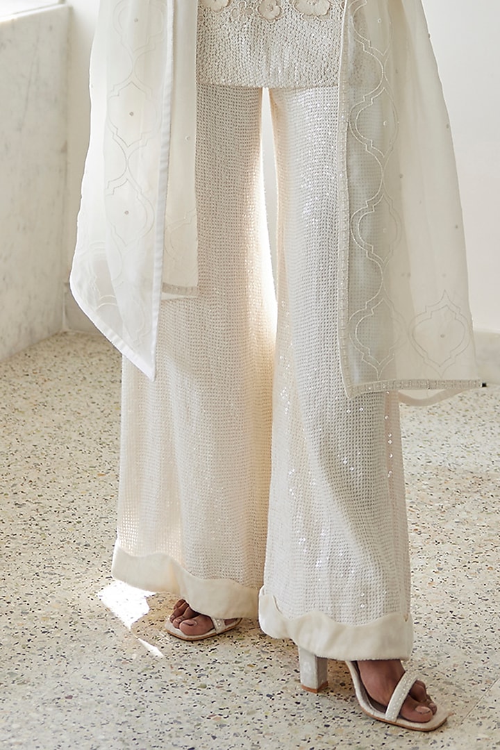 Ivory Embroidered Bridal Sharara Set by Mishru at Pernia's Pop Up Shop