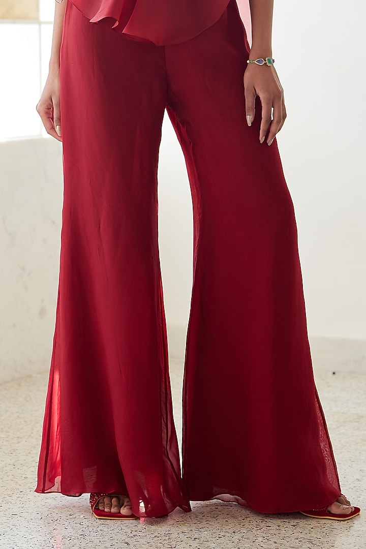 Red Organza Pant Set by Mishru at Pernia's Pop Up Shop