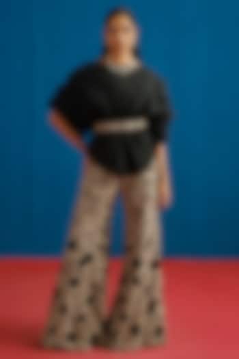 Black Organza Embroidered Pant Set by Mishru at Pernia's Pop Up Shop