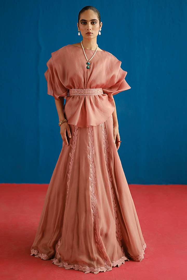 Muted Pink Tulle Skirt Set by Mishru at Pernia's Pop Up Shop