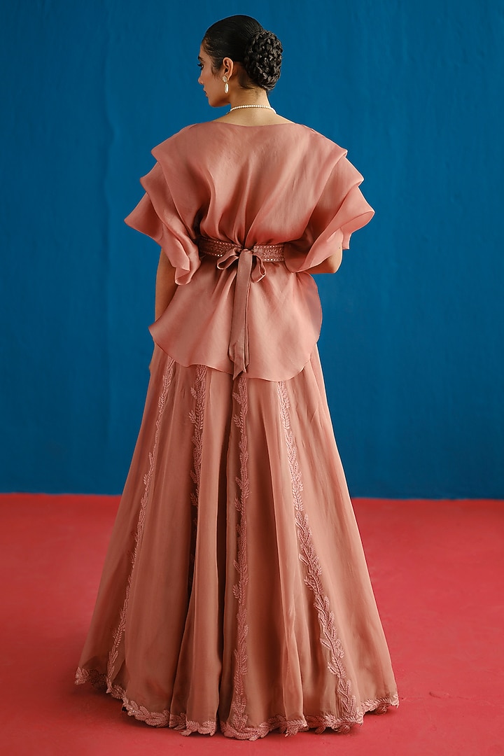 Muted Pink Tulle Skirt Set by Mishru at Pernia's Pop Up Shop