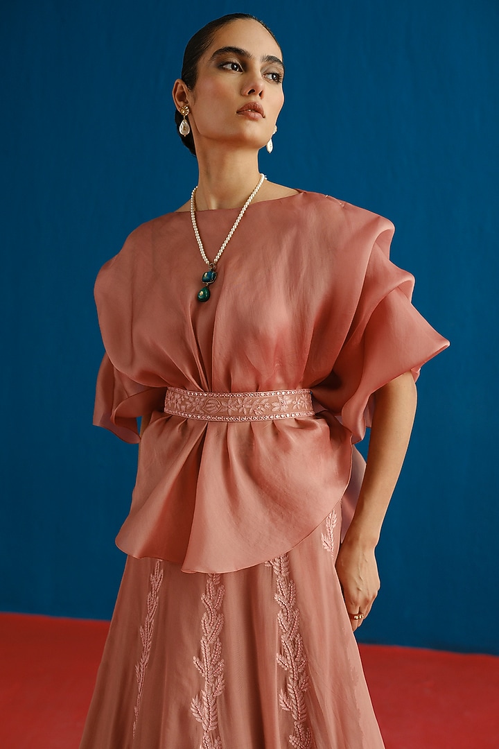 Muted Pink Tulle Skirt Set by Mishru at Pernia's Pop Up Shop