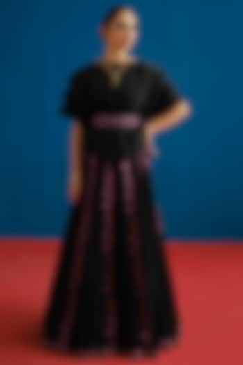 Black Organza Embroidered Skirt Set by Mishru at Pernia's Pop Up Shop