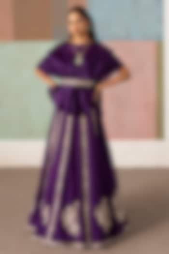 Purple Organza Embroidered Skirt Set by Mishru at Pernia's Pop Up Shop