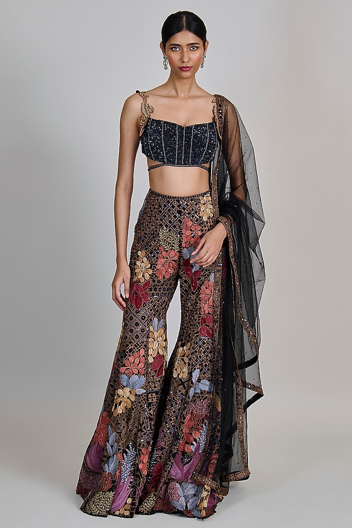 Multi-Colored Organza Bridal Sharara Set by Mishru at Pernia's Pop Up Shop