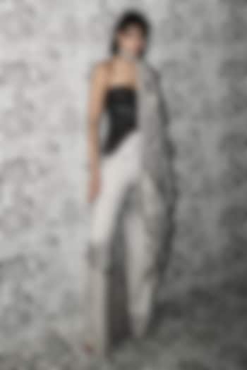 Black & White Organza Embellished Pant Set by Mishru at Pernia's Pop Up Shop