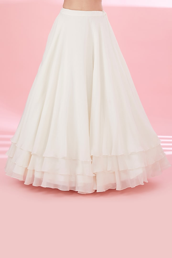 Ivory Organza Embroidered Jacket Set by Mishru at Pernia's Pop Up Shop