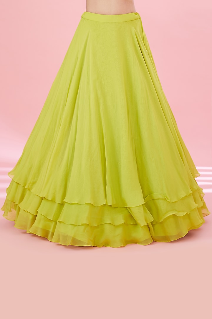 Green Organza Embroidered Jacket Set by Mishru at Pernia's Pop Up Shop