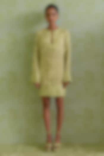 Green Silk Embellished Mini Cocktail Dress by Mishru at Pernia's Pop Up Shop