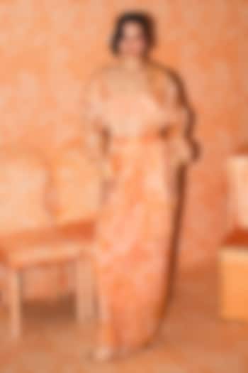 Tangerine Satin Skirt Set by Mishru at Pernia's Pop Up Shop