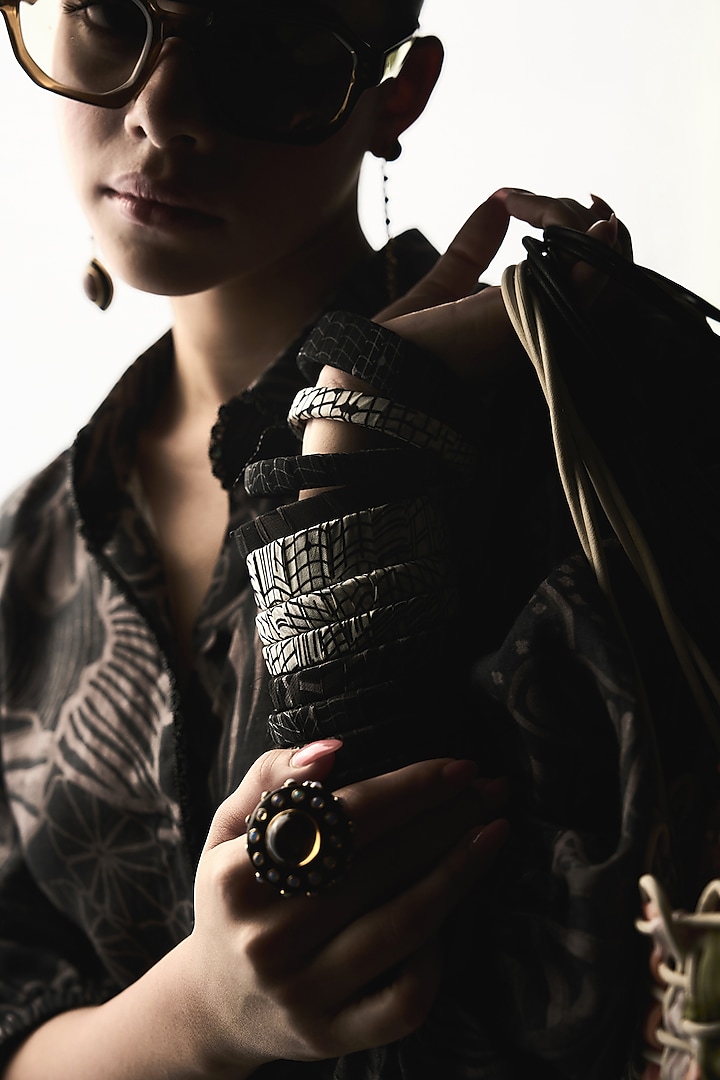 Black Linen Printed Cocktail Shirt Dress by Mishru at Pernia's Pop Up Shop