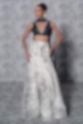 White Organza Printed & Embellished Wedding Lehenga Set by Mishru at Pernia's Pop Up Shop