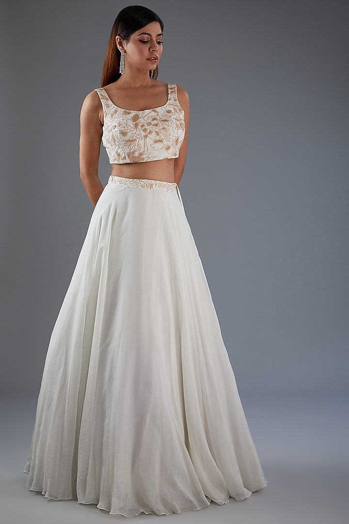 Ivory Organza Skirt Set by Mishru at Pernia's Pop Up Shop