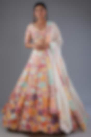 Multi-Colored Organza Embroidered Bridal Lehenga Set by Mishru at Pernia's Pop Up Shop