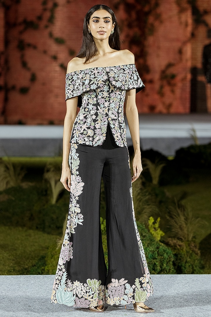 Black Organza Pant Set by Mishru at Pernia's Pop Up Shop