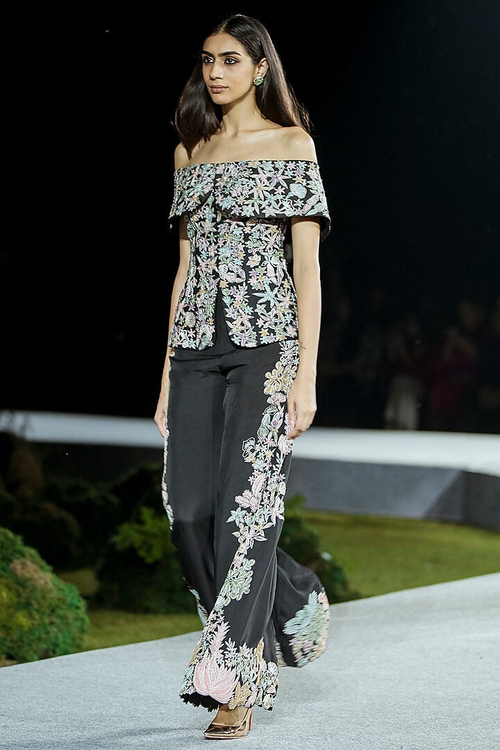 Black Organza Pant Set by Mishru at Pernia's Pop Up Shop