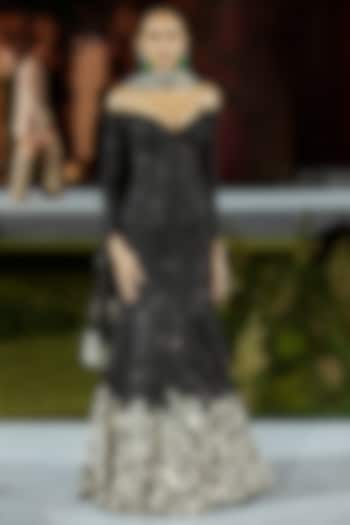 Black Tulle Fish-Cut Skirt Set by Mishru at Pernia's Pop Up Shop