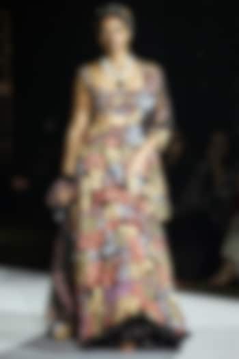 Black Organza Floral Bridal Lehenga Set by Mishru at Pernia's Pop Up Shop