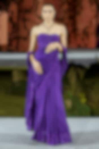 Purple Silk Bridal Saree Set by Mishru at Pernia's Pop Up Shop