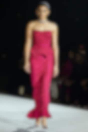 Fuchsia Silk & Organza Skirt Set by Mishru at Pernia's Pop Up Shop