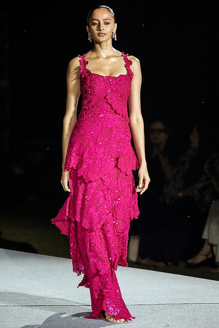 Fuchsia Chiffon Bridal Gown by Mishru at Pernia's Pop Up Shop