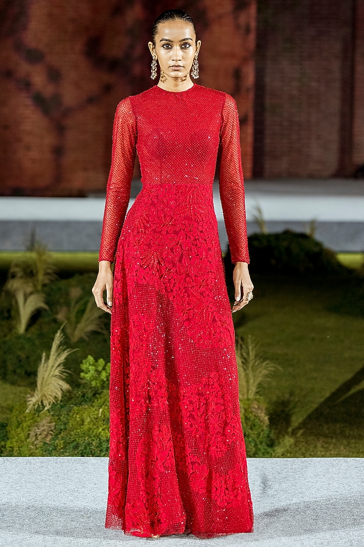 Red Tulle Bridal Gown by Mishru at Pernia's Pop Up Shop