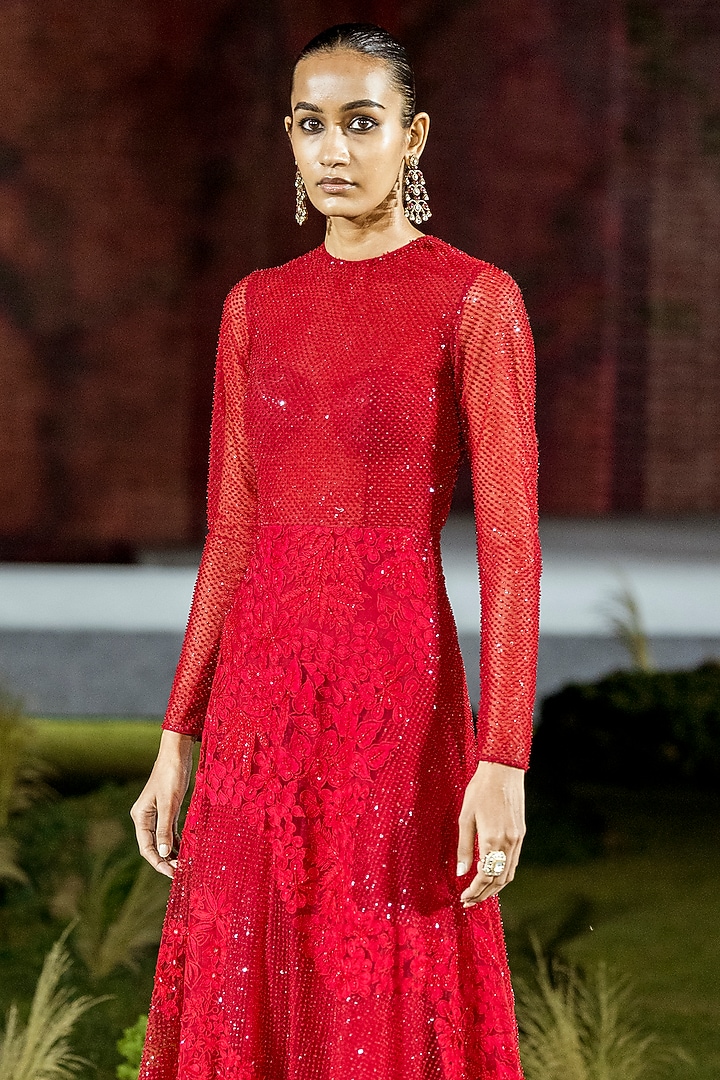 Red Tulle Bridal Gown by Mishru at Pernia's Pop Up Shop