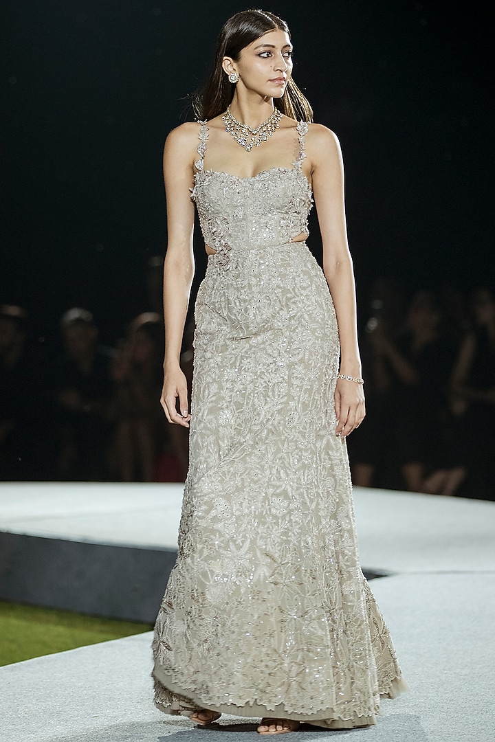 Champagne Tulle Bridal Gown by Mishru at Pernia's Pop Up Shop