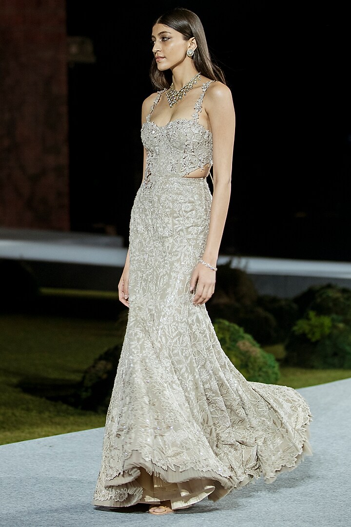 Champagne Tulle Bridal Gown by Mishru at Pernia's Pop Up Shop