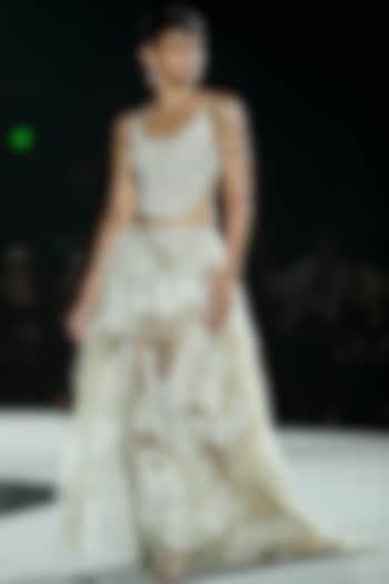 Champagne Tulle & Sequins Skirt Set by Mishru at Pernia's Pop Up Shop