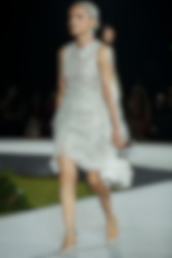 Ivory Tulle Layered Mini Party Wear Dress by Mishru at Pernia's Pop Up Shop