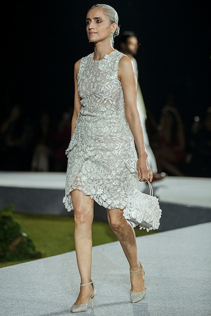 Ivory Tulle Layered Mini Party Wear Dress by Mishru at Pernia's Pop Up Shop