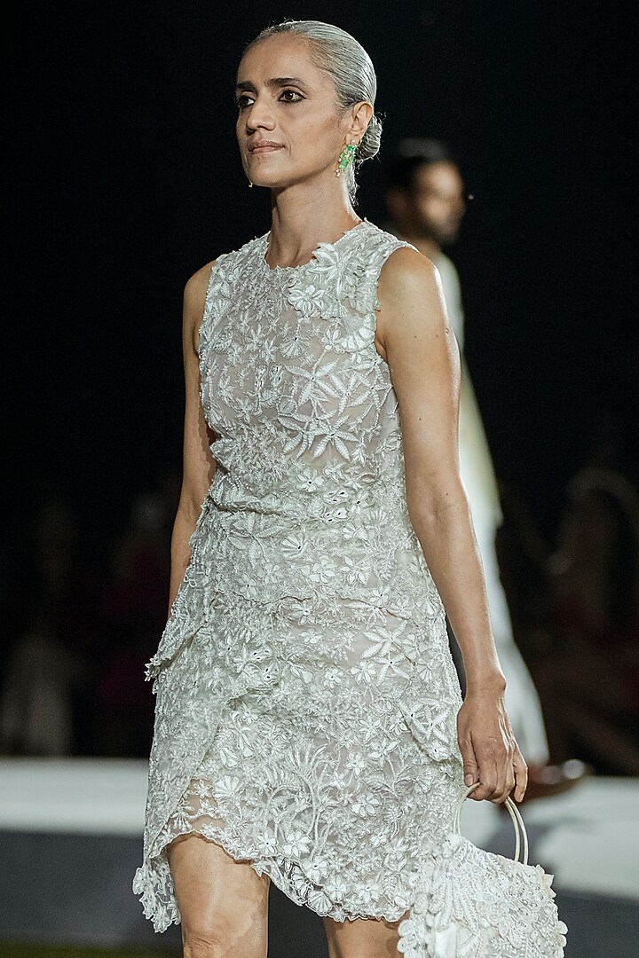Ivory Tulle Layered Mini Party Wear Dress by Mishru at Pernia's Pop Up Shop