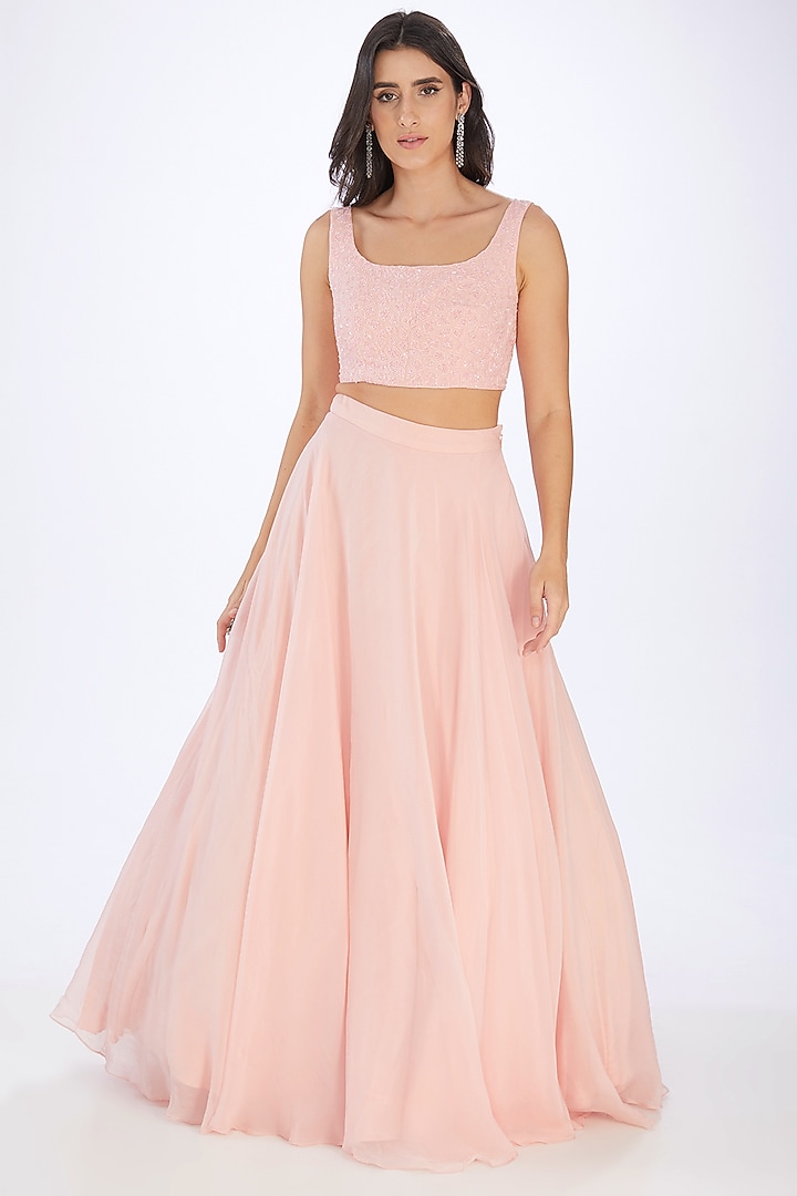 Pink Organza Skirt Set by Mishru at Pernia's Pop Up Shop